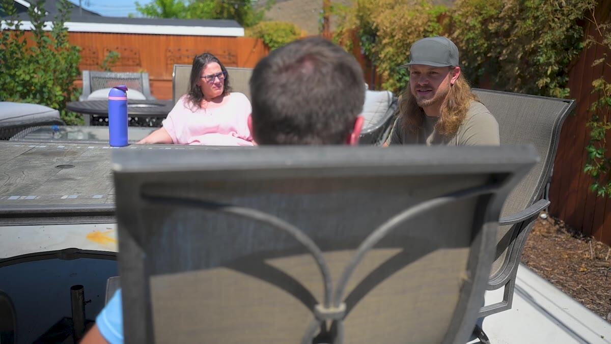 Chad Clifford talking with constituents